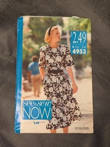 *UNCUT* 1990 Vintage Butterick #4953 - Misses' Petite Dress - Größen: 16-24 - Bild 1 von 5