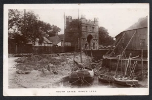 Postkarte King's Lynn Norfolk Boote South Gates verschickt 1911 RP - Bild 1 von 2