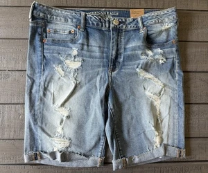 Bermuda ajustada American Eagle Morning Glow tiro bajo pantalones cortos elásticos talla 18 - Imagen 1 de 4