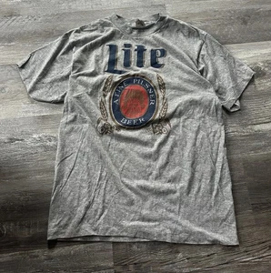 Vintage Single Stitch T Shirt Miller Lite Beer Gray Sz XL - Picture 1 of 8