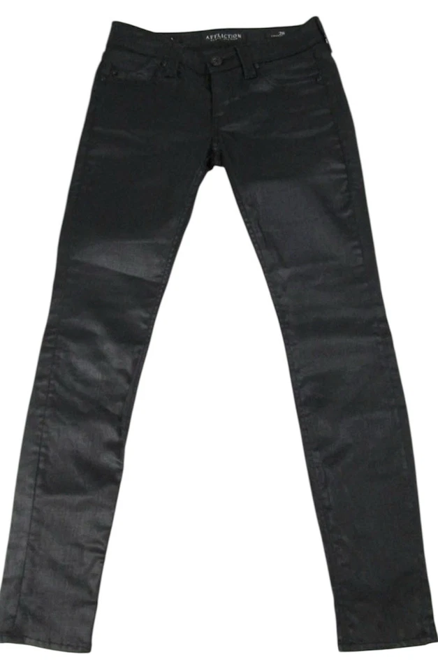 Jeans skinny Affliction Bianca preto revestido de couro sintético tamanho 28 - Imagem 1 de 4