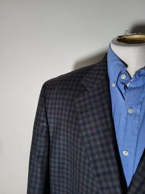 Chaqueta Blazer Abrigo Deportivo 52L Jack Victor Luxor Gris Borgoña Rojo Cuadros Lana Foto 1 de 4