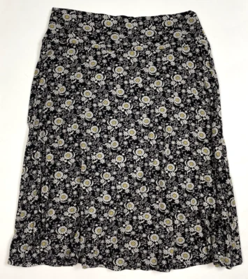 Falda Salaam Mediana Arte para Usar Hecha en EE. UU. Floral Negra Blanca Amarilla Pull On Foto 1 de 4