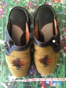 Double H Boots Shoes Size 7 Green-Black Saddle Blanket Clogs Slides Mules Aztec - Picture 1 of 10
