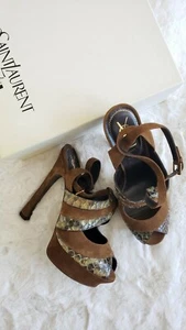 Saint Laurent Peep Toe Sandals Sz 40 - Picture 1 of 7
