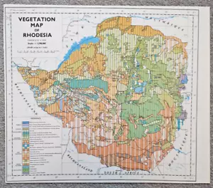 1965 Vintage Map of Rhodesia (Zimbabwe) - Vegetation Map - Picture 1 of 1