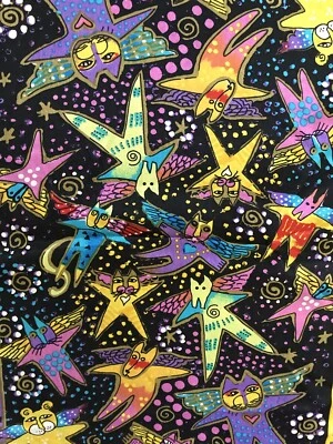 Laurel Burch Hadas Felinas Gato Ángeles Seda Arte Bufanda Oblonga 11X50" ¡HERMOSA! Foto 1 de 4