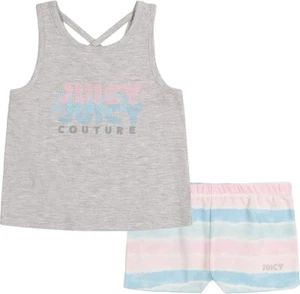 Juicy Couture Girls 2 Pieces Grey Heather Shorts Set Size 4 - Picture 1 of 1