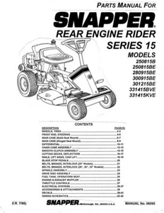 Manual de piezas para cortacésped/tractor de césped Snapper motor trasero - Serie 15 - Imagen 1 de 4