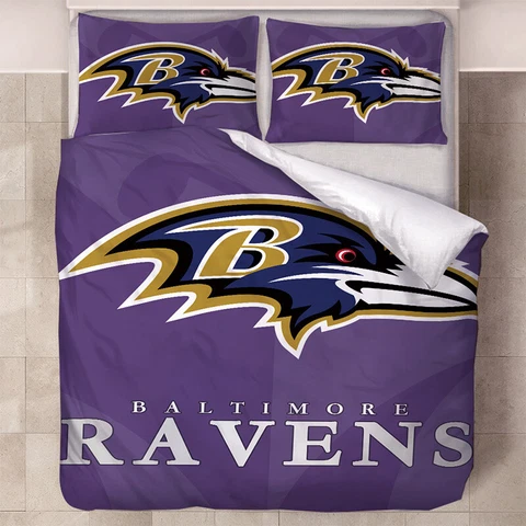 Baltimore Ravens Bedding Set 3 Piece Duvet Cover Pillowcases Quilt Cover Gift Cover