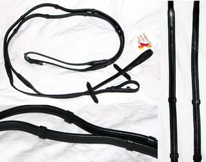 FSS HYBRID Reins Hand Stops SOFT Flexible NAPPA WRAPPED External Notch Curb 1/2" - Picture 1 of 1