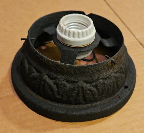 Antique Cast Iron Flush Mount Ceiling Fixture 4 1/4" Fitter Cover