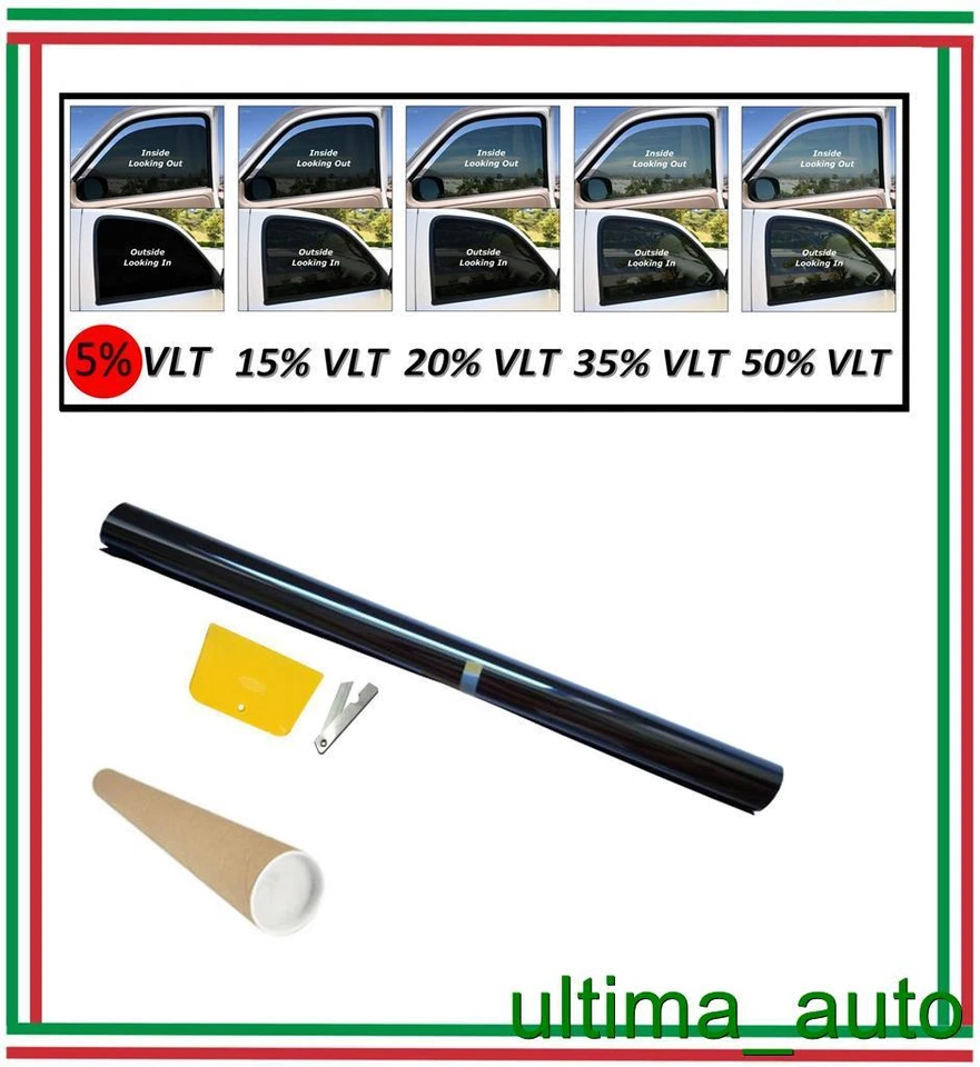 PELLICOLA OSCURANTE PER VETRI AUTO SUPER NERO 5% 76cm x 3m  - Image 1 of 1