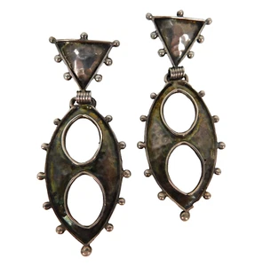 VTG Hammered 925 Sterling Silver Earrings - Fish with Hinged Tail - 2.75" long - Picture 1 of 15