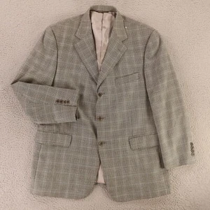 VTG Prince of Wales Check Jacket M Gray Glen Plaid 100% Wool Blazer Italy 42S - Picture 1 of 20
