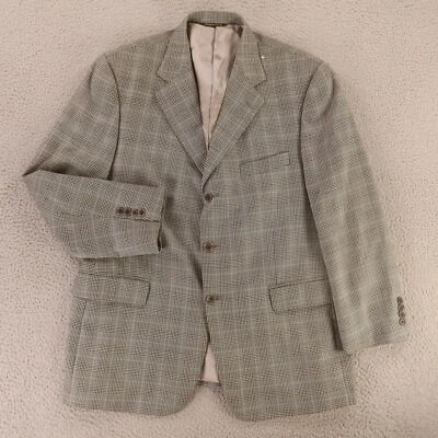 VTG Prince of Wales Check Jacket M Gray Glen Plaid 100% Wool Blazer Italy 42S - Image 1 of 4