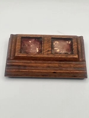 Base de roble doble tintero soporte para bolígrafo y bandeja de punta soporte de roble con patas Foto 1 de 4