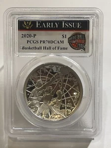 2020-P SILVER COMMEMORATIVE BASKETBALL HOF - EARLY ISSUE - PR-70DCAM - PCGS - Picture 1 of 4