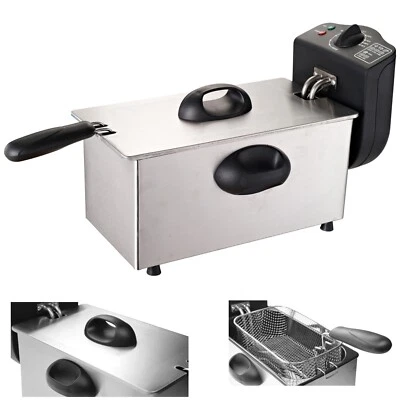 Fritteuse 3L Edelstahl Kaltzonen Friteuse 2000W 3 Liter Fritöse Frittöse - Bild 1 von 4