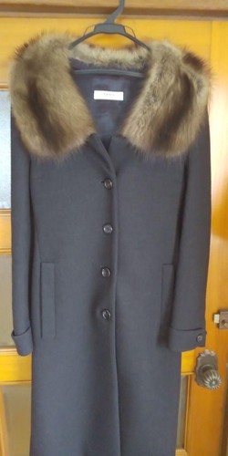 Cappotto lungo donna PRADA con pelliccia di zibellino taglia 40 nero dal Giappone