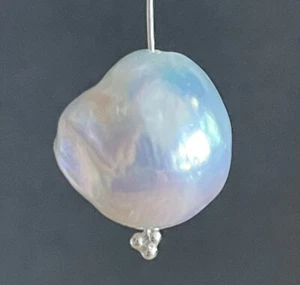 21.8ct 16.4x16.2x13mm Large White Baroque Saltwater Cultured Pearl Drilled Bead - Picture 1 of 12