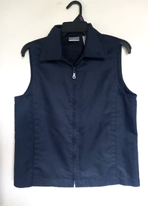 Villager Liz Claiborne Chaleco Azul Marino Chaqueta Ropa Activa Sin Mangas Talla Mediana - Imagen 1 de 3