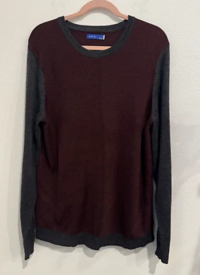 Apt 9 Men's Maroon Long Sleeve Sweater Merino Wool Blend Standard Fit Large - Image 1 of 4