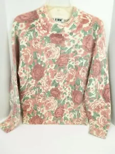 Suéter de seda vintage floral de cuello simulado para mujer talla L - Imagen 1 de 6