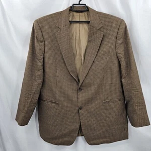 Brooks Brothers Suit Jacket Men's Size 45 M Brown Houndstooth 346 Wool Blazer - Picture 1 of 10