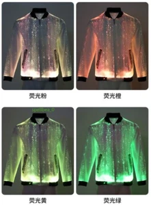 Cappotto Uomo Fibra Ottica LED Luminoso Illuminato Colorato Luminoso Giacca Party Club - Foto 1 di 8