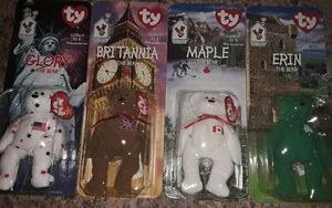 1999 Komplettsatz 4 ty International Bears McDonalds Teenie Beanie Babys   - Bild 1 von 7