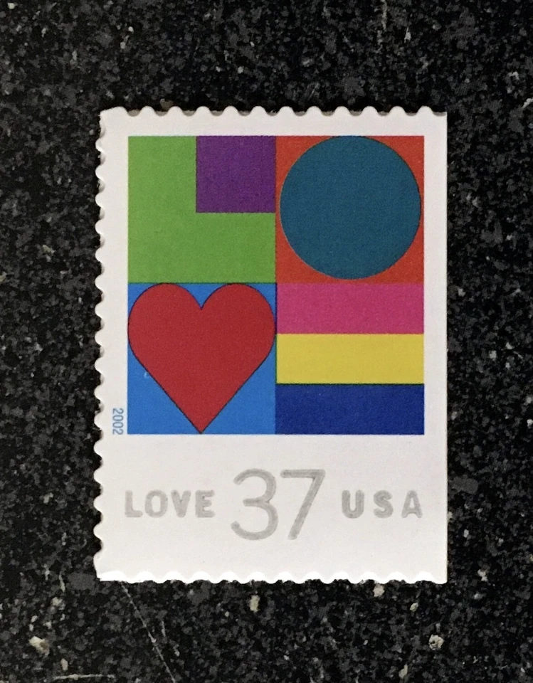 2002USA #3657 37c Love Abstract Art - Single Booklet Stamp  Mint - Image 1 of 1