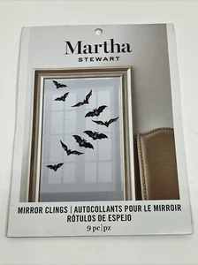 Martha Stewart Mirror Clings Halloween Black Gray Dappled Bats Set Of 9 - Picture 1 of 8