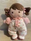 Baby Starters Olivia Rattle Doll Flower Floral Pink Plush Brown Hair Pigtails 9