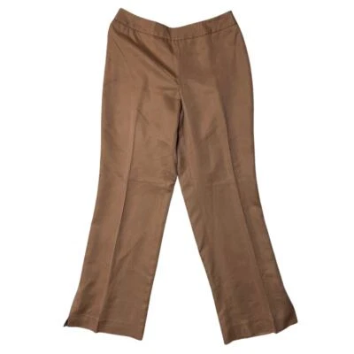 Pantalón Pendleton Mezcla Seda Bronceado Mini-Kick Acampanado Dobladillo Dividido Talla 8 Pequeño Foto 1 de 4