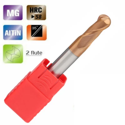 Solid Carbide 2 Flute Ballnose Endmill TiAlN HRC58-HRC60 Profile End Mills - Image 1 of 4