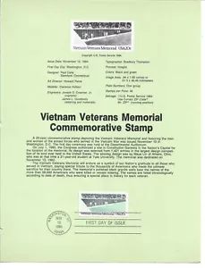 1984 FDI, VIETNAM VETERANS MEMORIAL, SOUVENIR PAGE - Picture 1 of 1