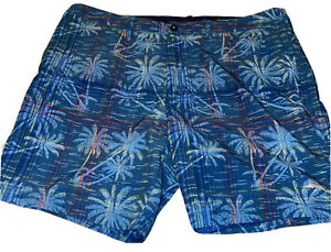 Tommy Bahama Blue Floral Trunks 40 XL Excellent Palm Trees And Plaid