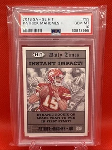 2018 SA-GE Hit #59 Patrick Mahomes II Card PSA GEM MT 10 Instant Impact - Picture 1 of 2