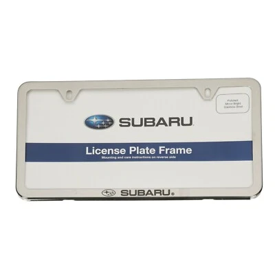 NEW OEM SUBARU LOGO SLIM LINE CHROME LICENSE PLATE FRAME ALL MODELS GENUINE - Image 1 of 4