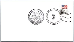 US SPECIAL EVENT COVER PICTORIAL CANCEL INT'L COIN SHOW EL PASO TEXAS FEB 3 1984 - Picture 1 of 2