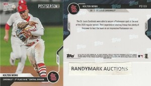 Kolten Wong CARDINALS 2020 TOPPS NOW POSTSEASON 2nd NL CENTRAL PS-155 SP 157 