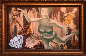 Mixed Media Collage By Pete Reilly THR “Dive Deep” 7” X 11” Framed - Picture 1 of 2