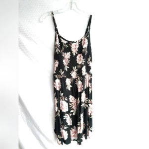 Cute New Look Pink Black Floral Sundress Dress Sleeveless Size 1X, Chest 32" - Picture 1 of 5