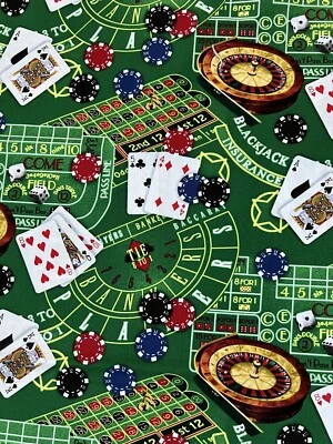 Elizabeth’s Studio Gambling Cotton Fabric Casino Fabric -By The HALF YARD - Image 1 of 4