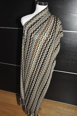AUTÉNTICO NUEVO $250 MISSONI XL Tejido Mezcla de Lana Marrón Bufanda Envoltura 22"X76" Hecho en Italia Foto 1 de 4