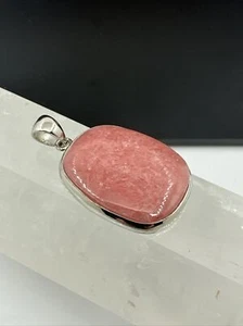 Large Pink Rhodochrosite Crystal In 925 Sterling Silver Pendant #1111 - Picture 1 of 5
