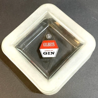 Cenicero de vidrio esmerilado Gilbey's London Dry Gin 5,25"x2" RARO Foto 1 de 4