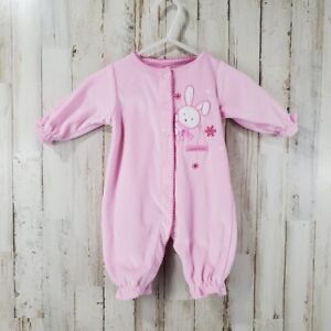 Child of Mine Carters Baby Girls Romper NB Pink Velour Snow Bunny T14