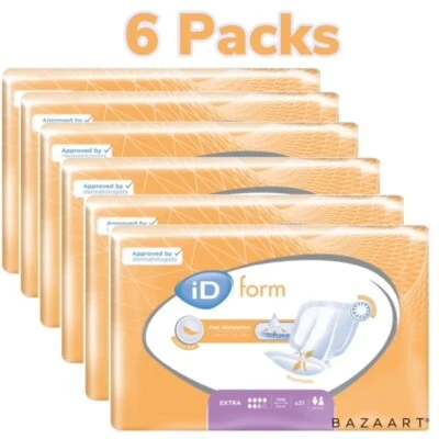 iD Expert Form Extra Size 2 - 6 Pack of 21 Incontinence Pads Moderate To Heavy